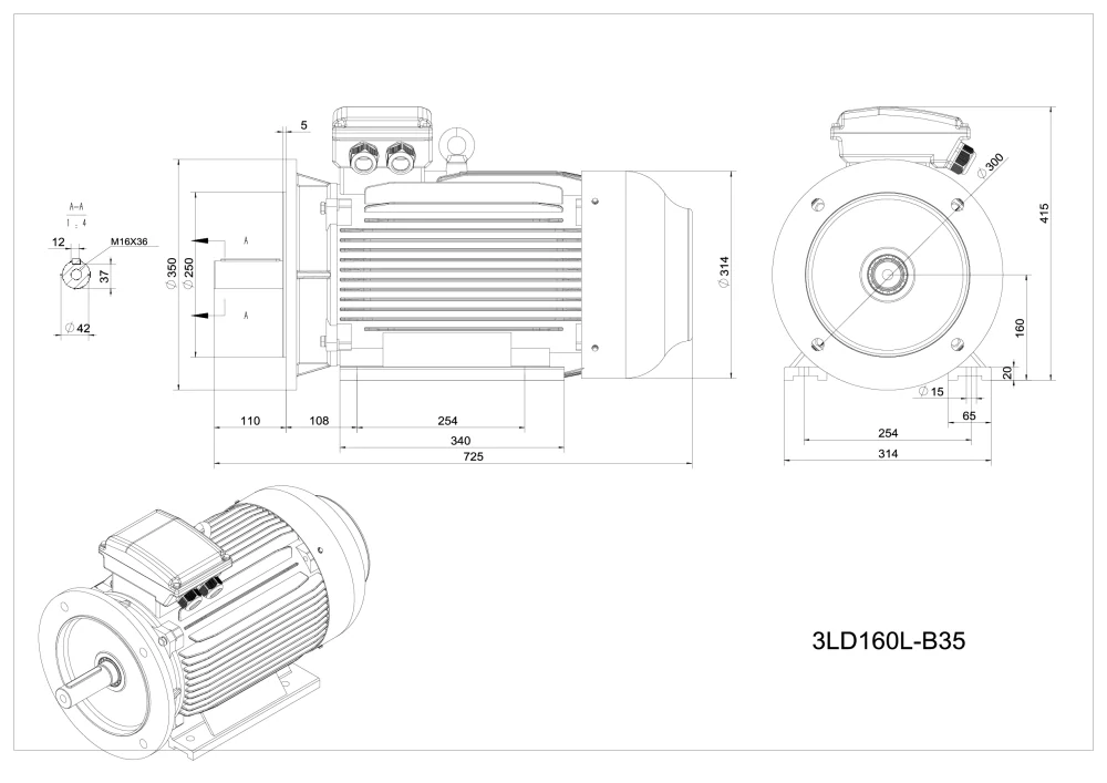 Elektromotor 3LD160L-6 11kW, 980ot.