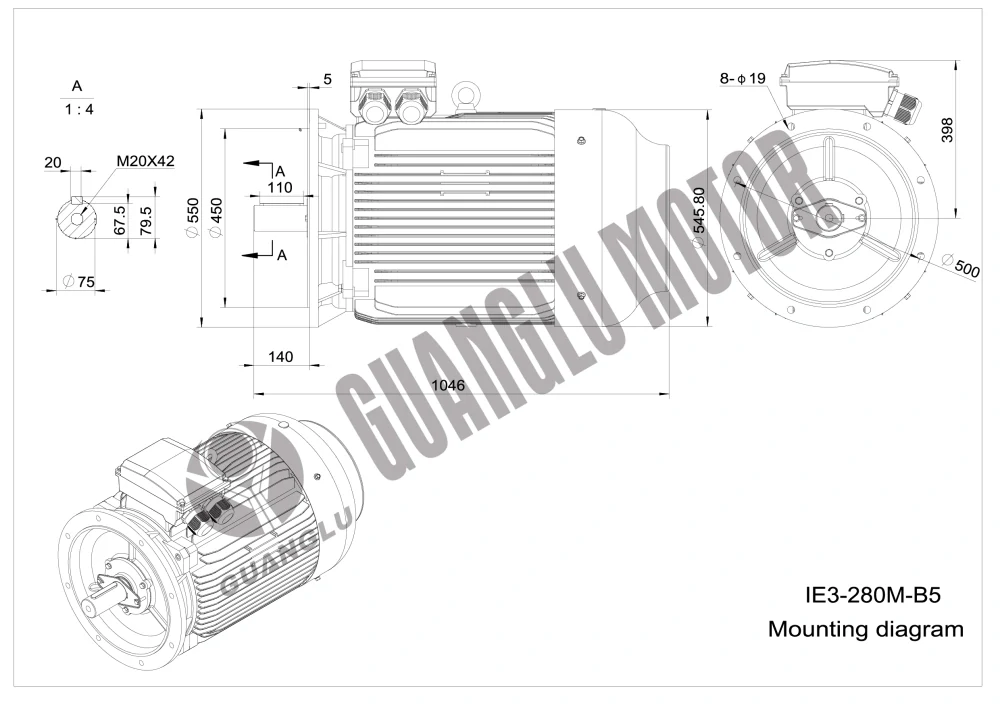 Elektromotor 3LD280M-6 55kW, 990ot.